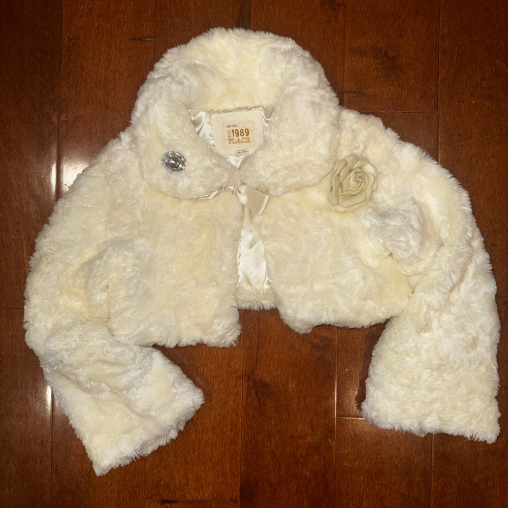 The Children’s Place Cream Faux Fur Cropped Jacket